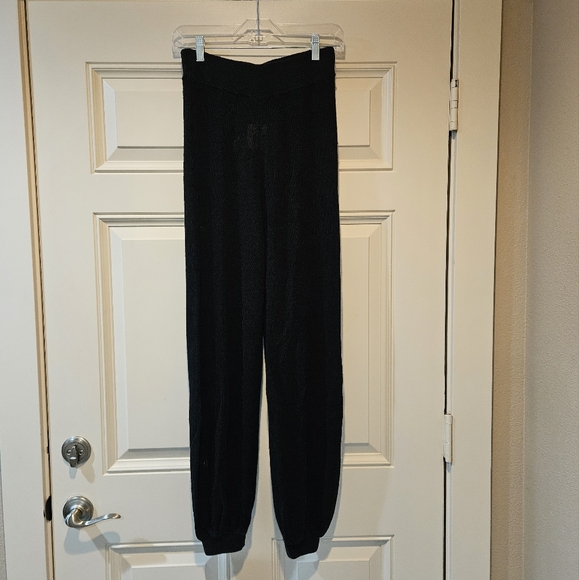 Free People Oh Yeah Sweater Pants Linen Blend Jogger Styl Semi Sheer Black S NWT - Picture 2 of 14